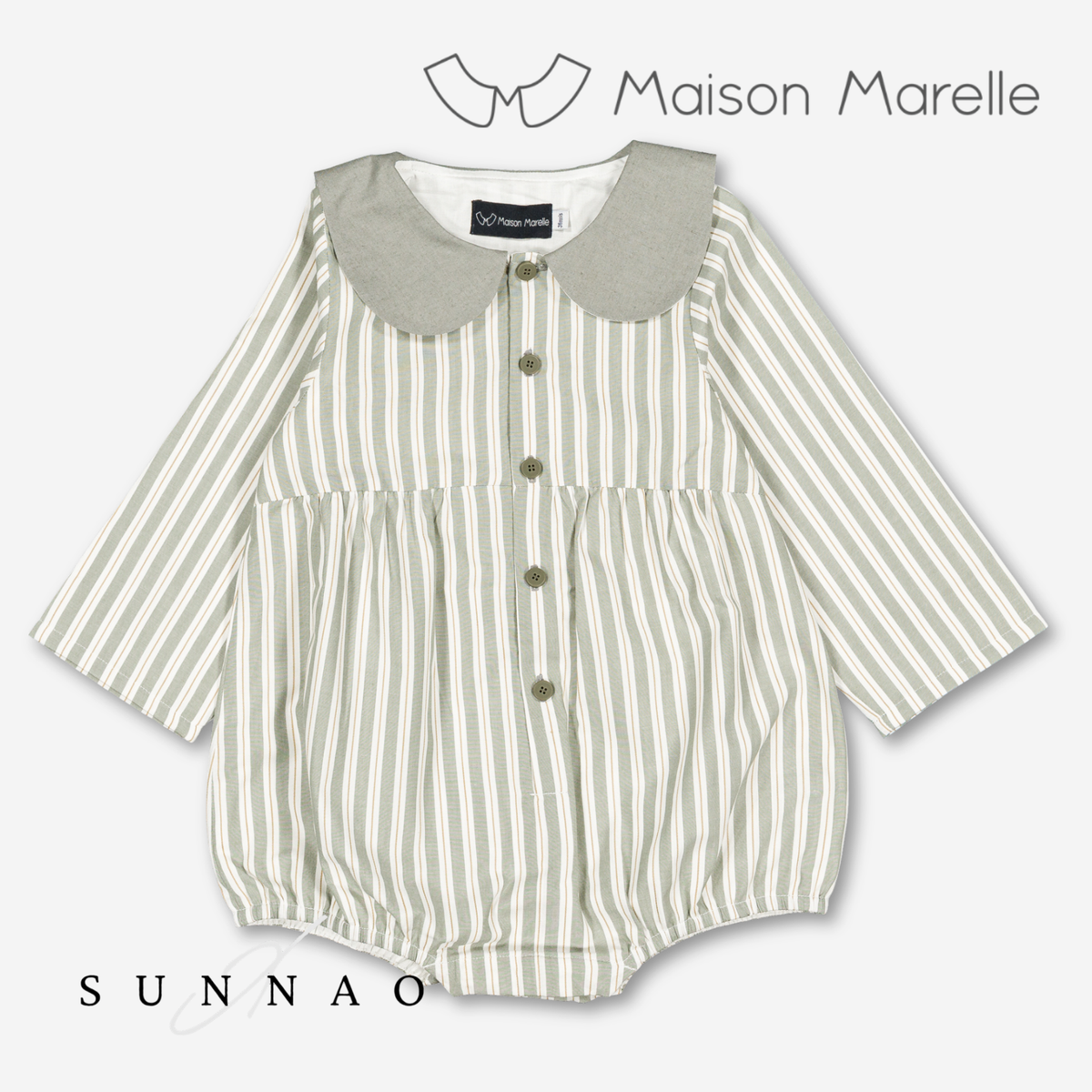 【オーダー会/送料無料】<Maison marelle> Romper BAC - sage stripes