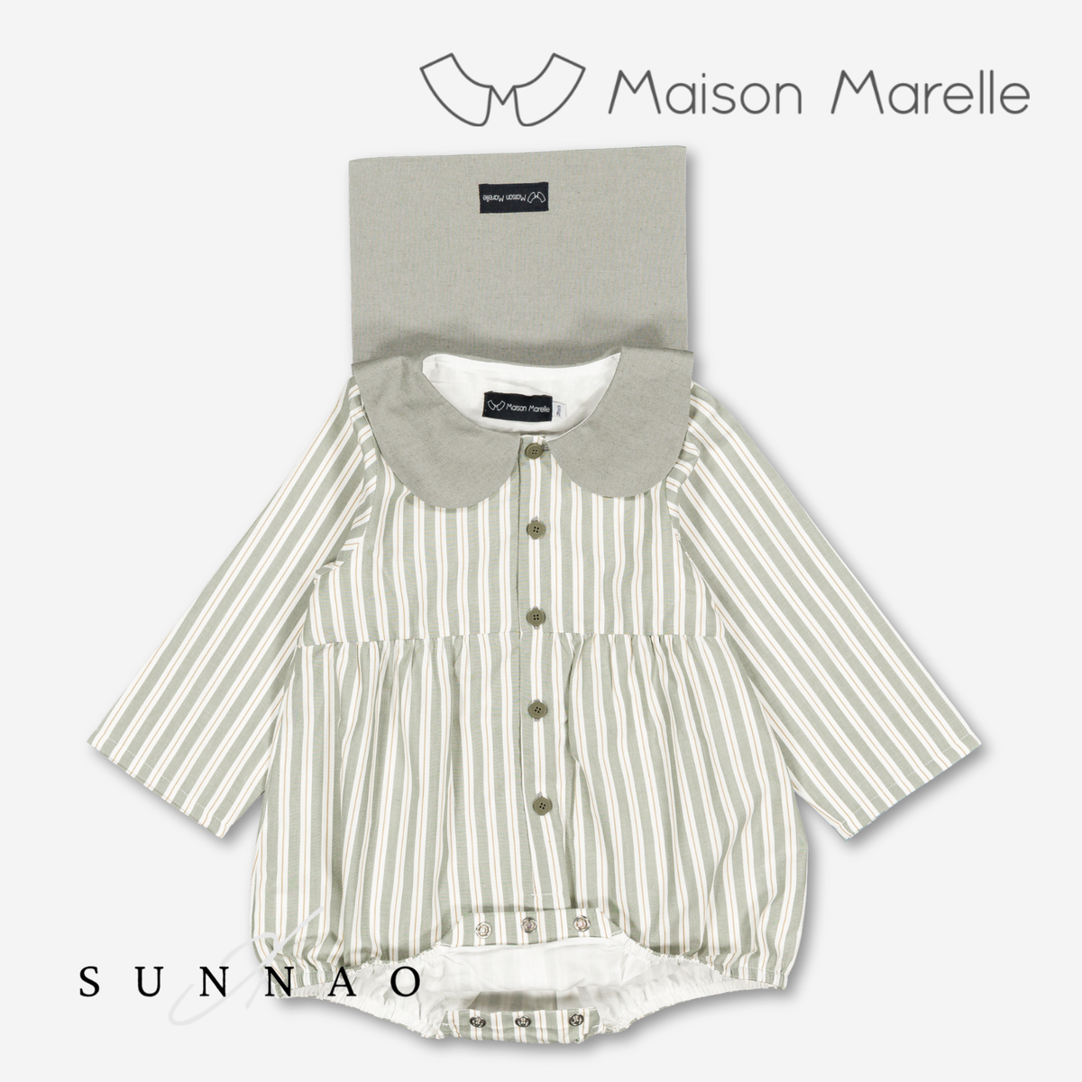 【オーダー会/送料無料】<Maison marelle> Romper BAC - sage stripes