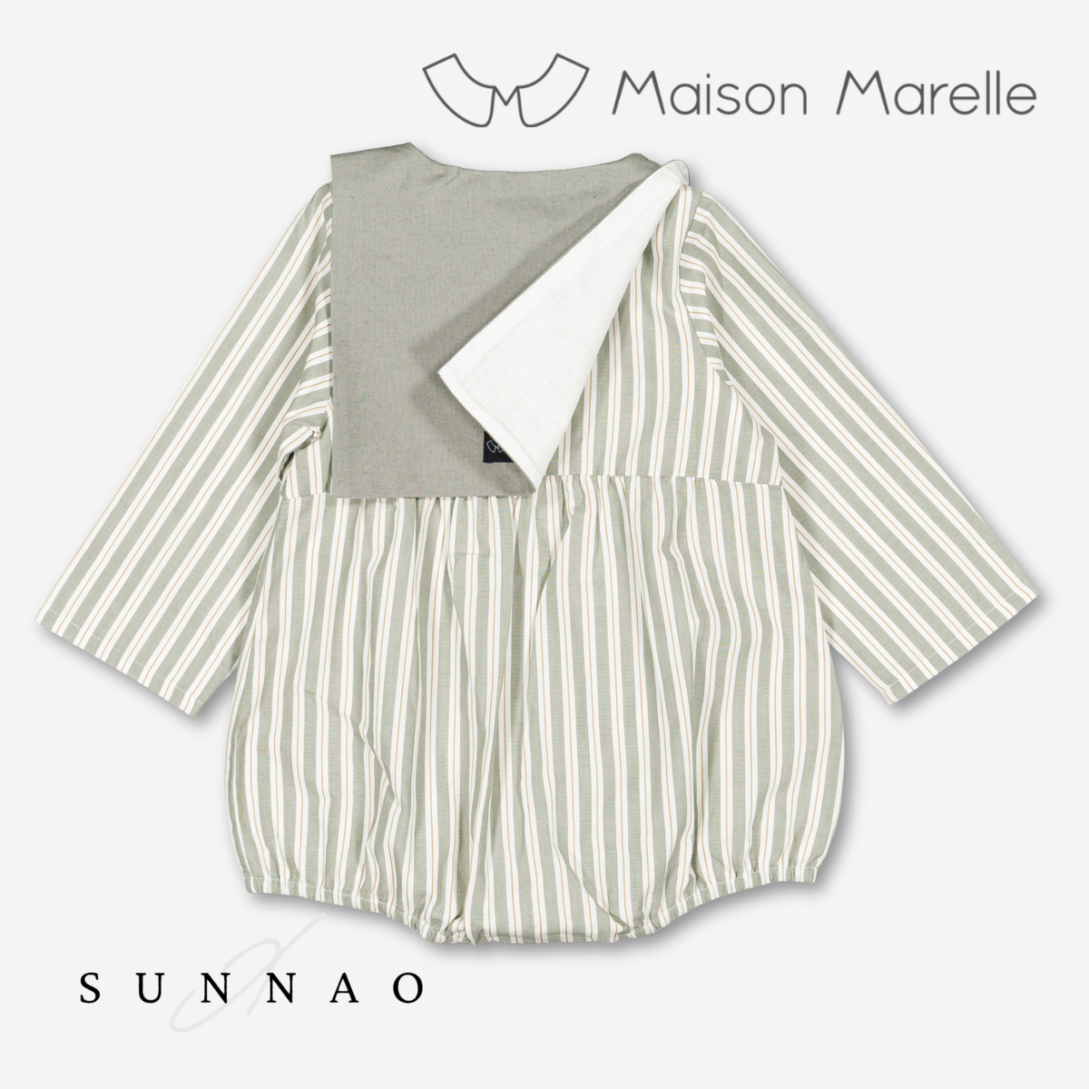 【オーダー会/送料無料】<Maison marelle> Romper BAC - sage stripes