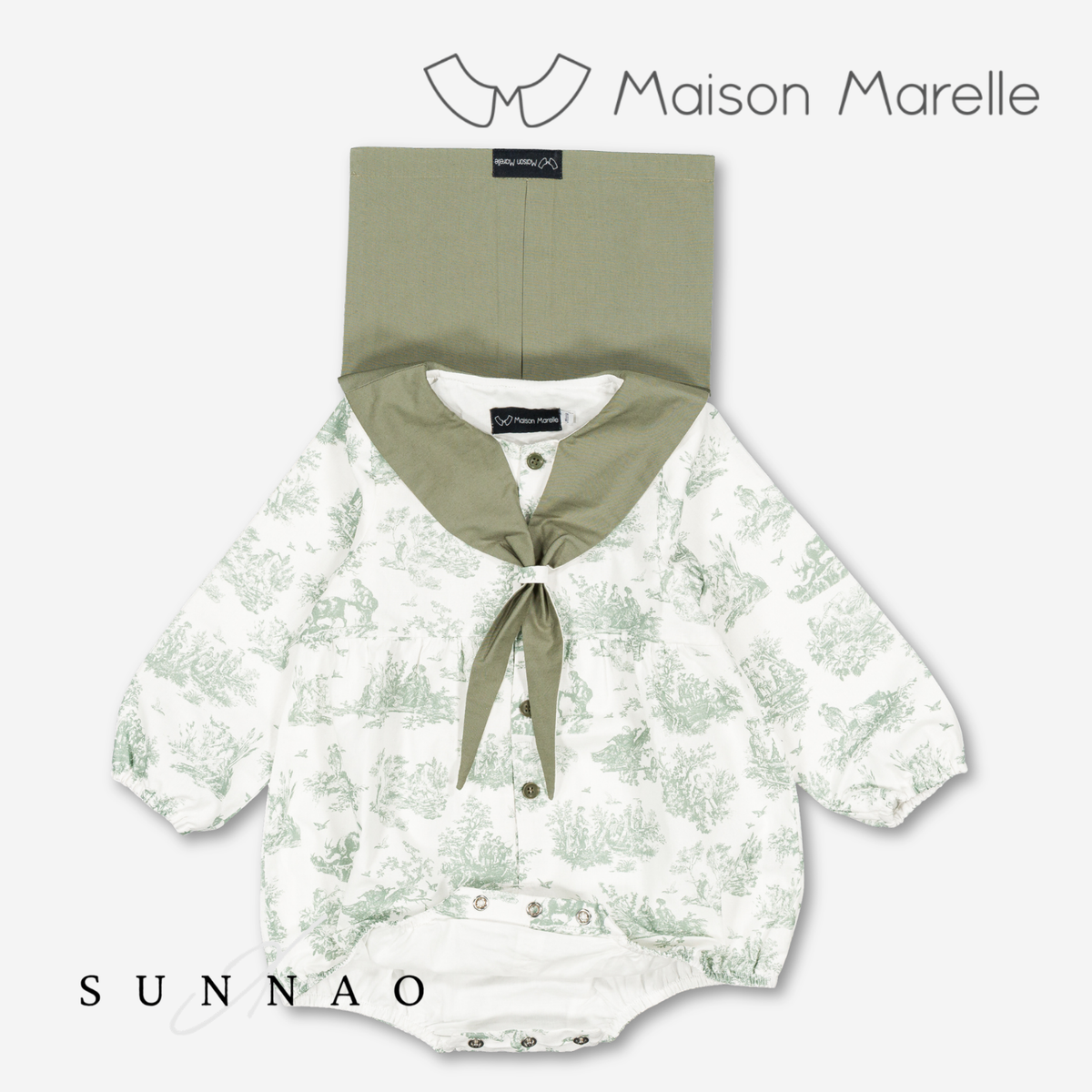 【オーダー会/送料無料】<Maison marelle> Romper CAMBON - green jouy