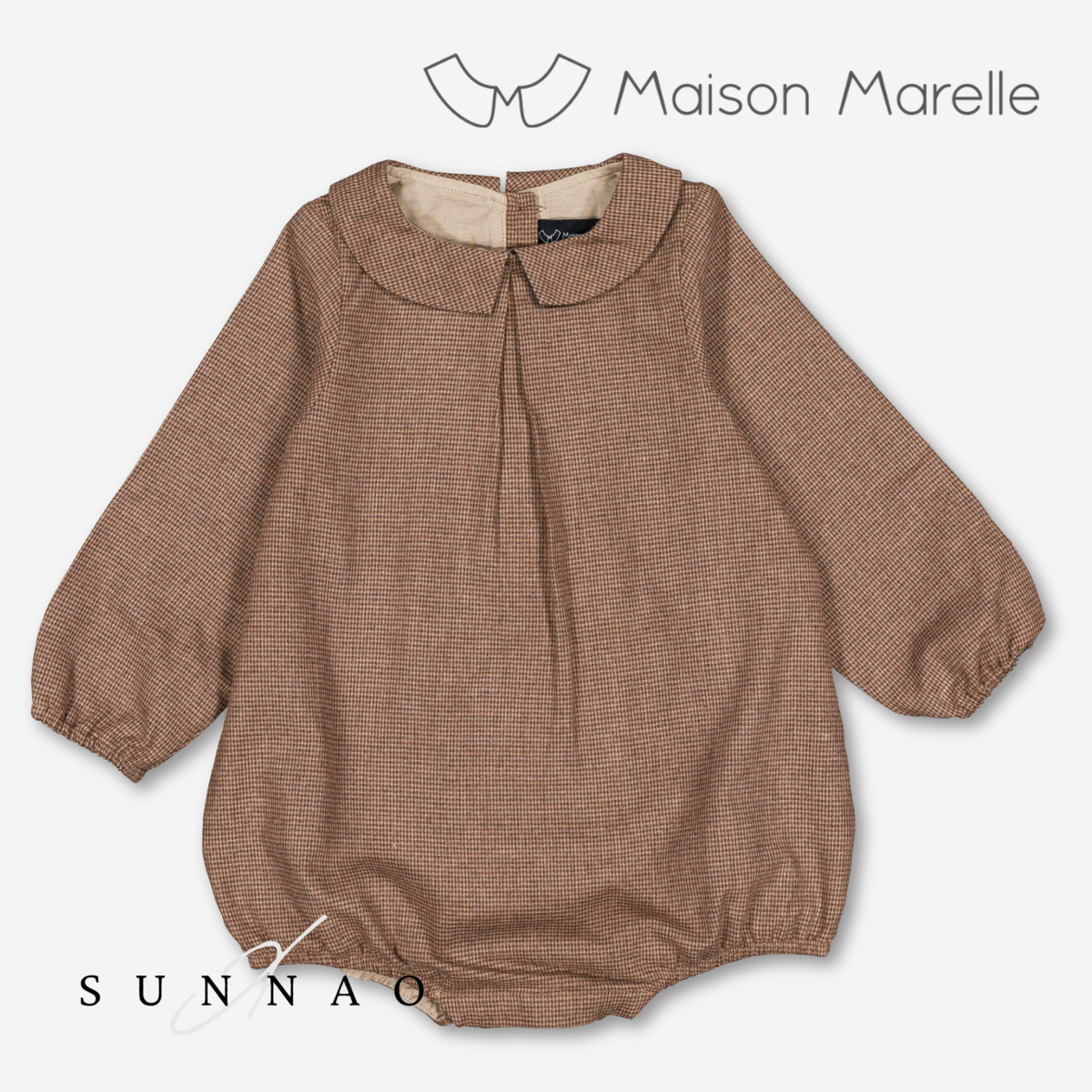 【オーダー会/送料無料】<Maison marelle> Romper BATIGNOLLES - brown houndstooth