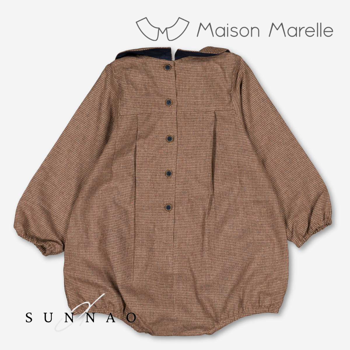 【オーダー会/送料無料】<Maison marelle> Romper BATIGNOLLES - brown houndstooth