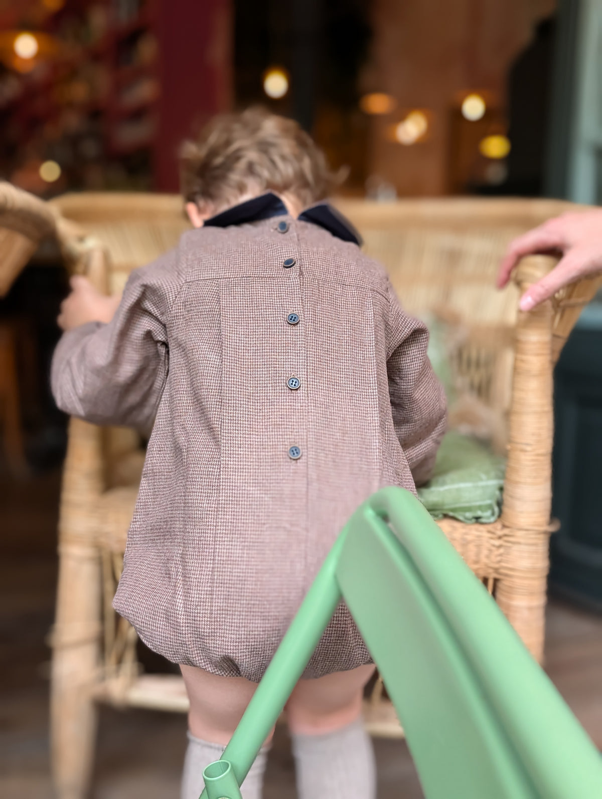 【オーダー会/送料無料】<Maison marelle> Romper BATIGNOLLES - brown houndstooth