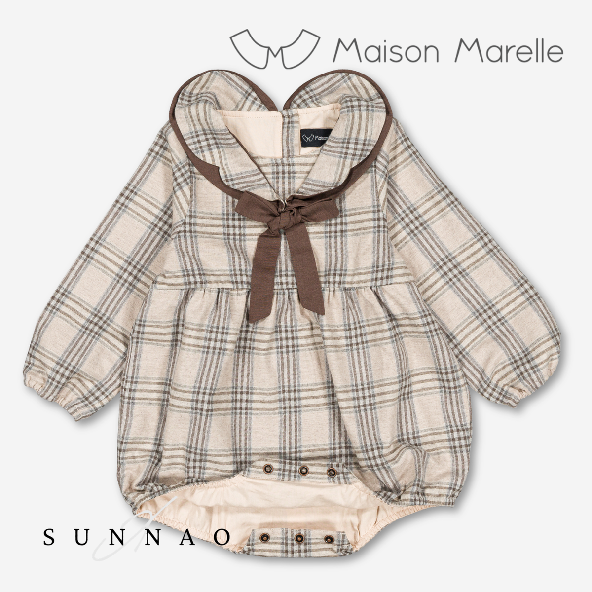 【オーダー会/送料無料】<Maison marelle> Romper CADET- beige tartan