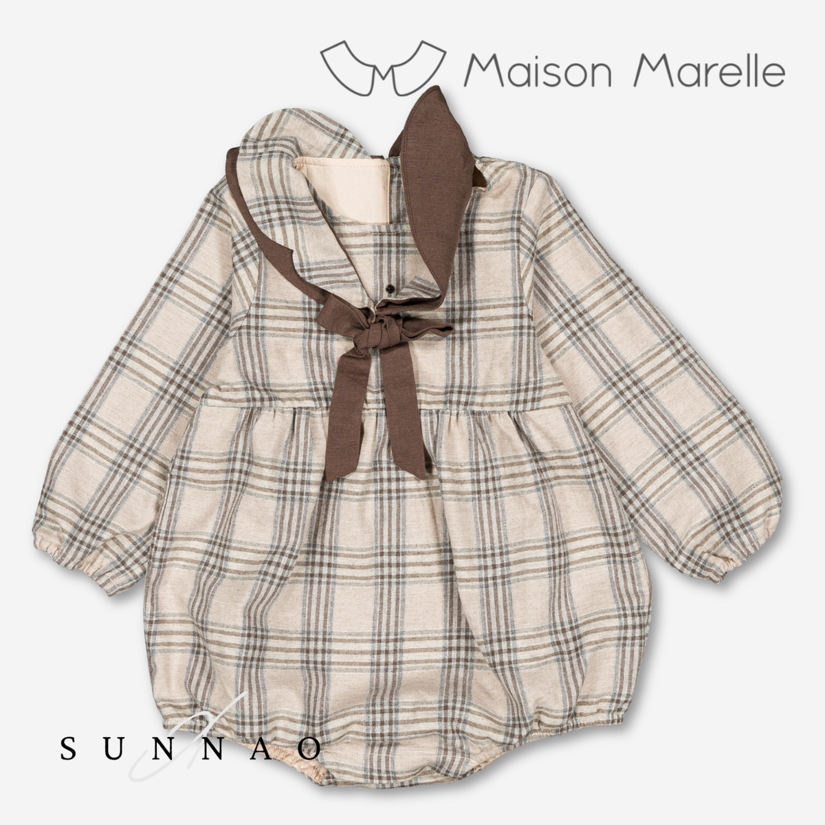 【オーダー会/送料無料】<Maison marelle> Romper CADET- beige tartan