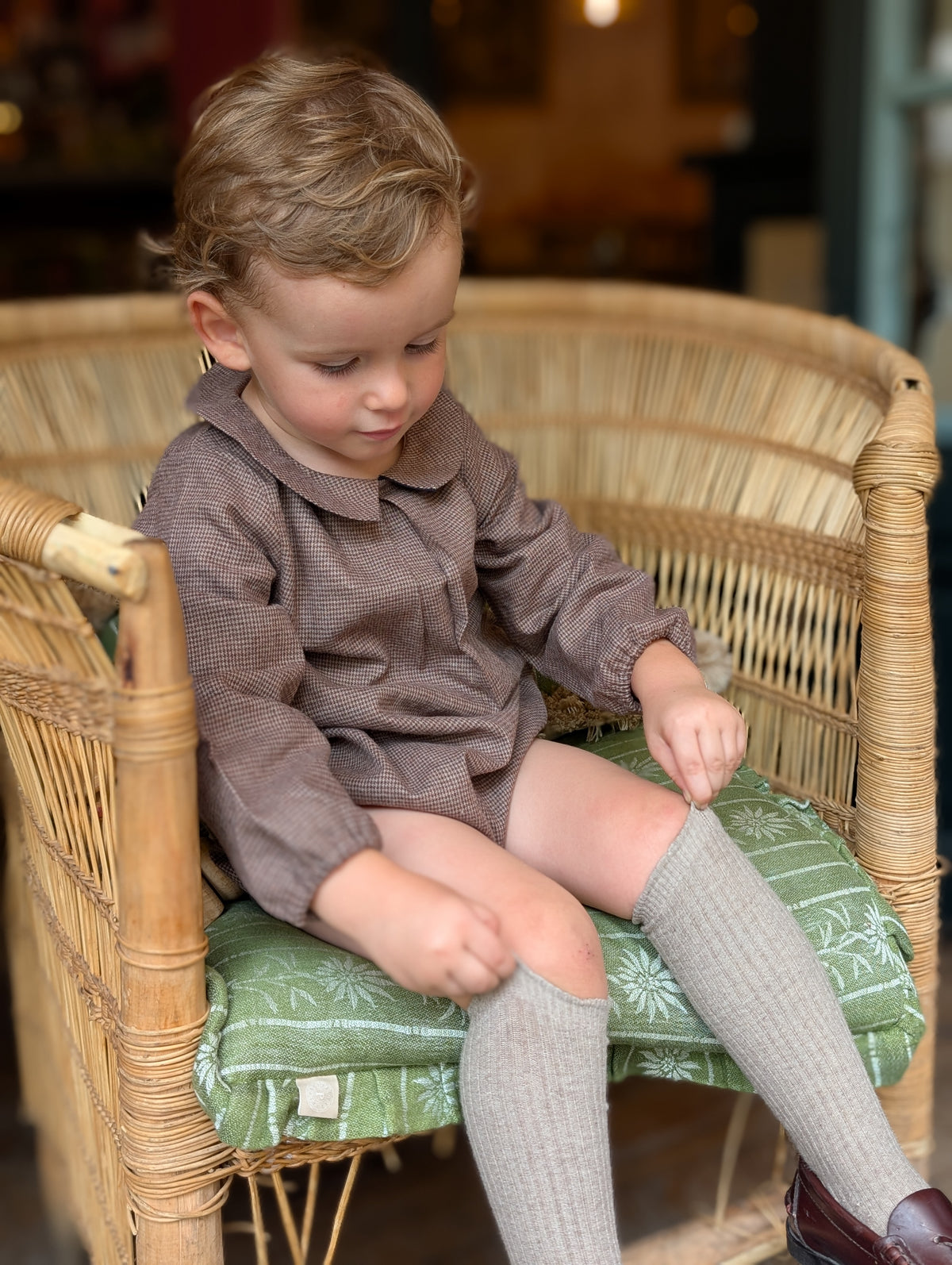 【オーダー会/送料無料】<Maison marelle> Romper BATIGNOLLES - brown houndstooth