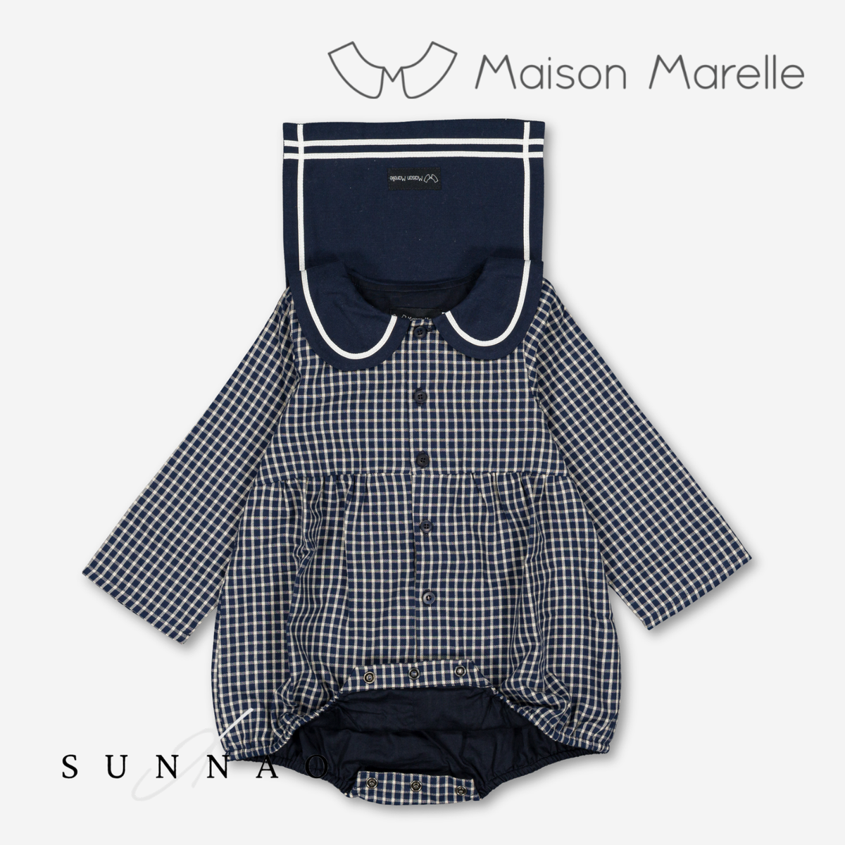 【オーダー会/送料無料】<Maison marelle> Romper BAC - Blue&ecru check