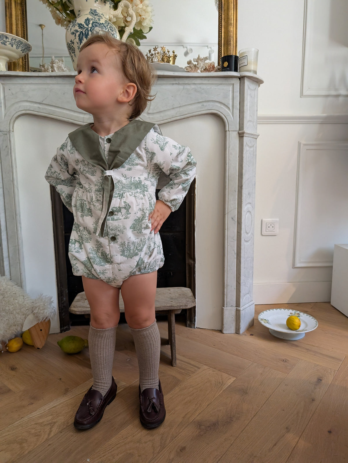 【オーダー会/送料無料】<Maison marelle> Romper CAMBON - green jouy