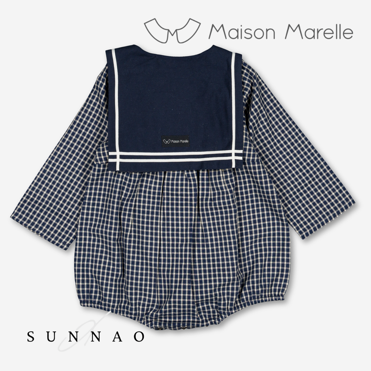 【オーダー会/送料無料】<Maison marelle> Romper BAC - Blue&ecru check
