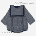 Gallery viewerに画像を読み込む, 【オーダー会/送料無料】<Maison marelle> Romper ALMA - blue& ecru check

