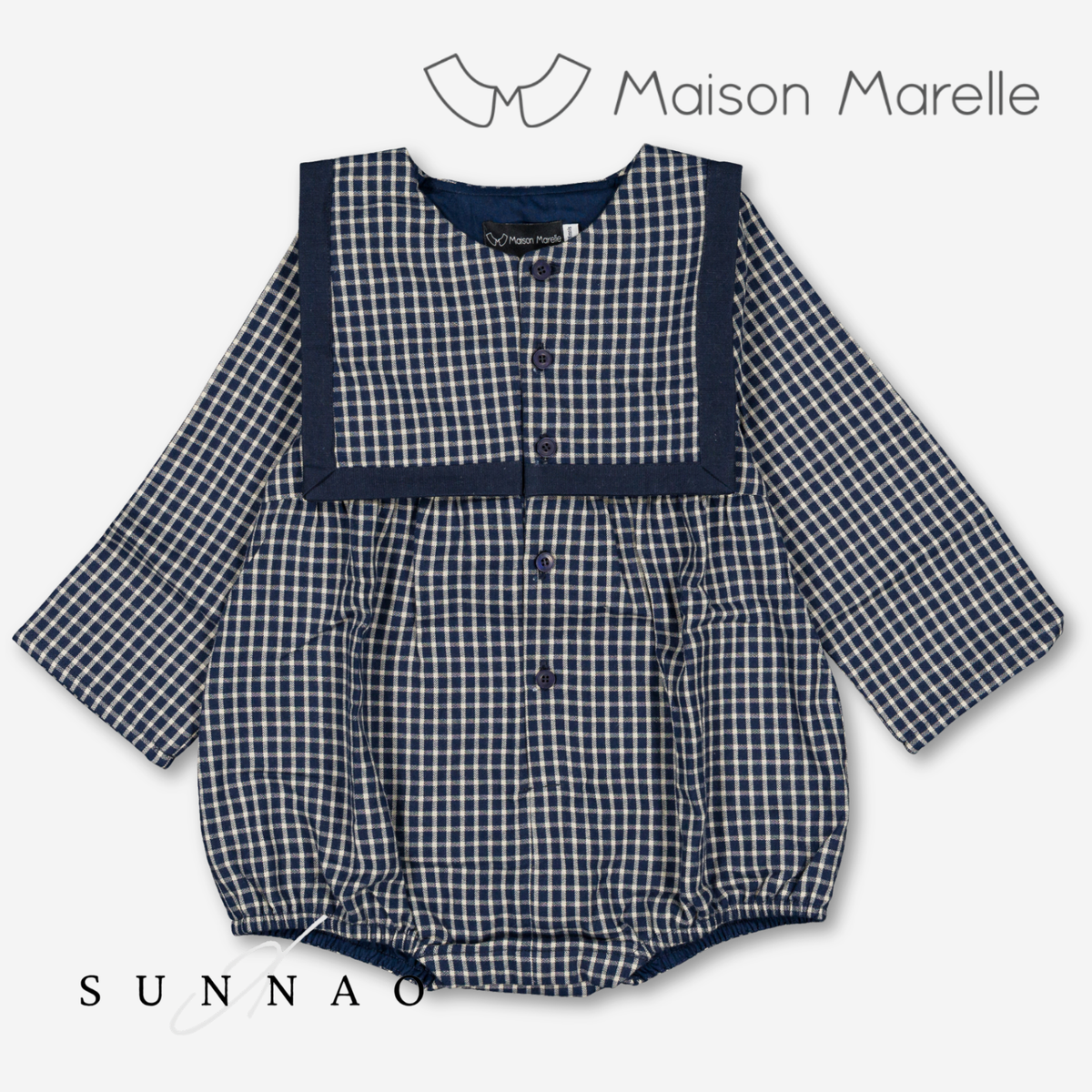 【オーダー会/送料無料】<Maison marelle> Romper ALMA - blue& ecru check