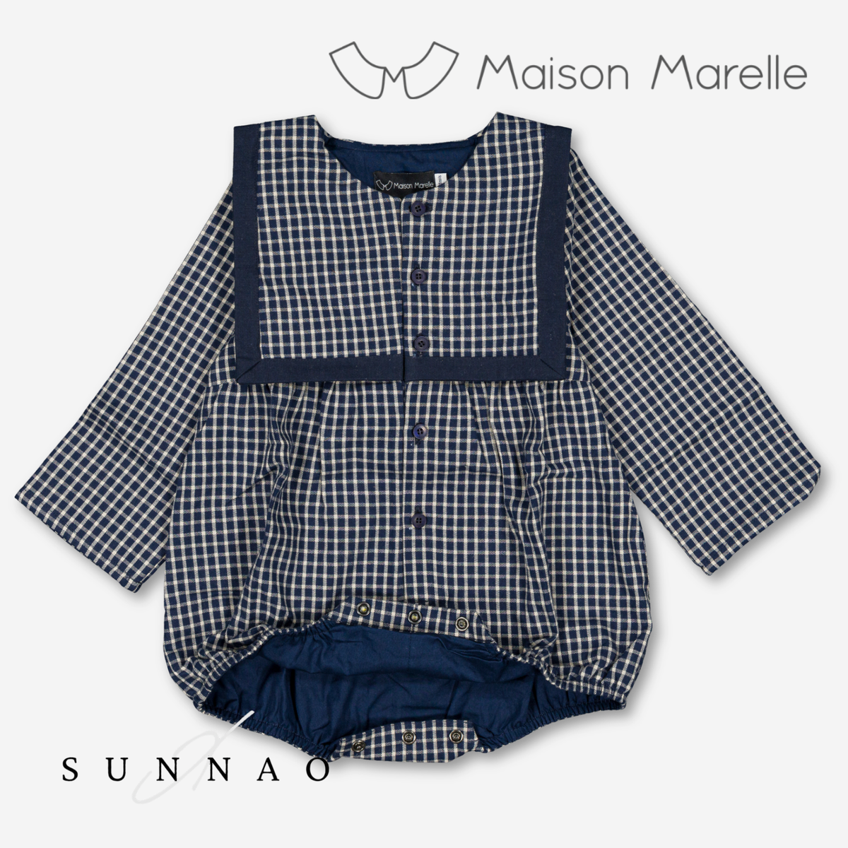 【オーダー会/送料無料】<Maison marelle> Romper ALMA - blue& ecru check
