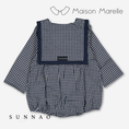 Gallery viewerに画像を読み込む, 【オーダー会/送料無料】<Maison marelle> Romper ALMA - blue& ecru check
