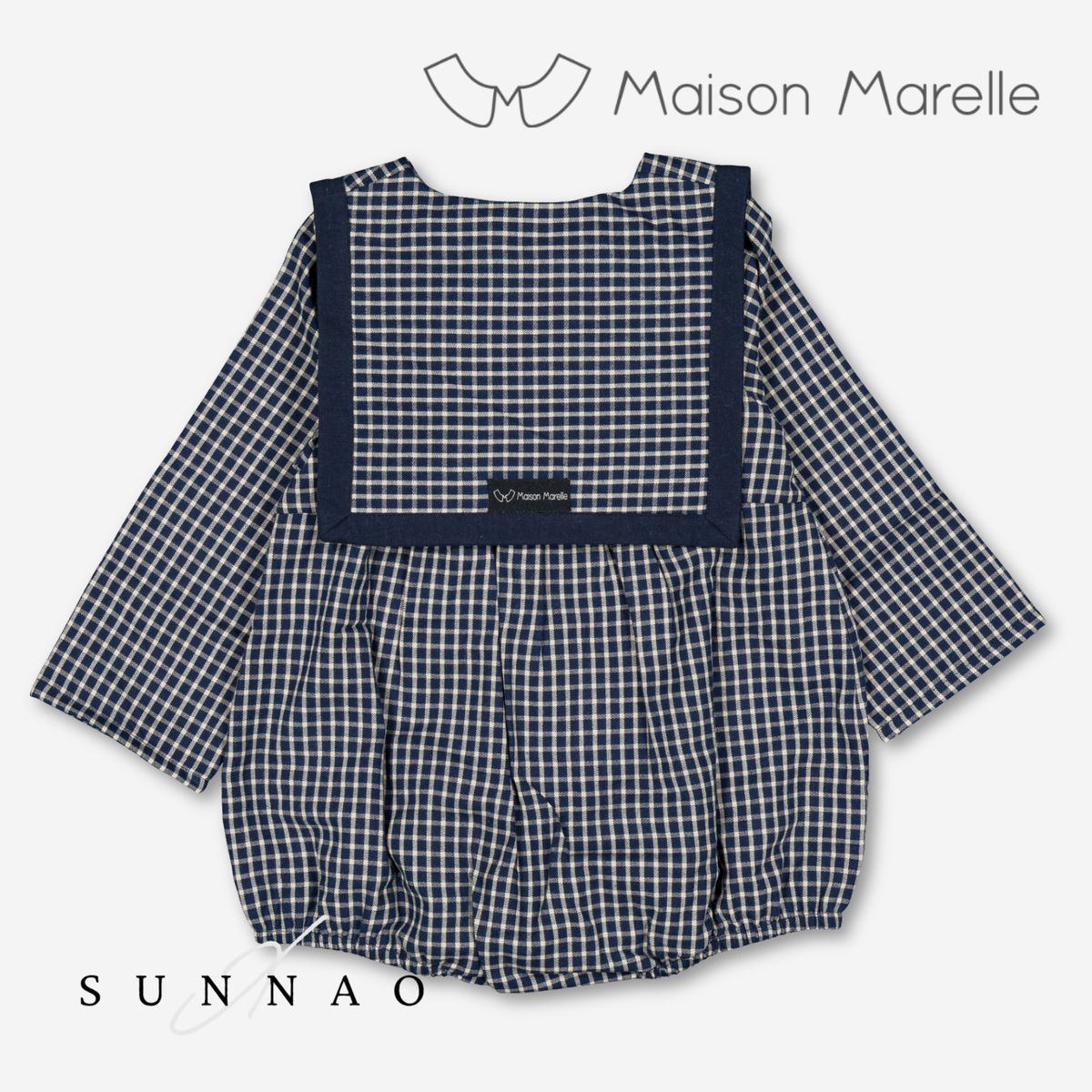 【オーダー会/送料無料】<Maison marelle> Romper ALMA - blue& ecru check