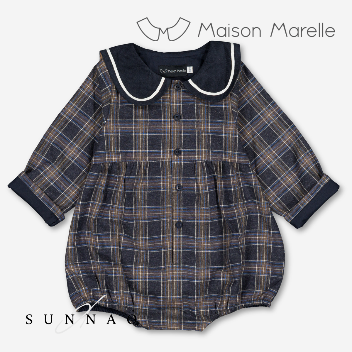 【オーダー会/送料無料】<Maison marelle> Romper BAC - blue tartan