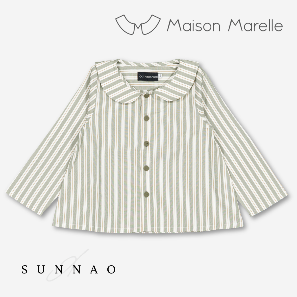 【オーダー会/送料無料】<Maison marelle> Shirt MONCEAU - sauge stripes