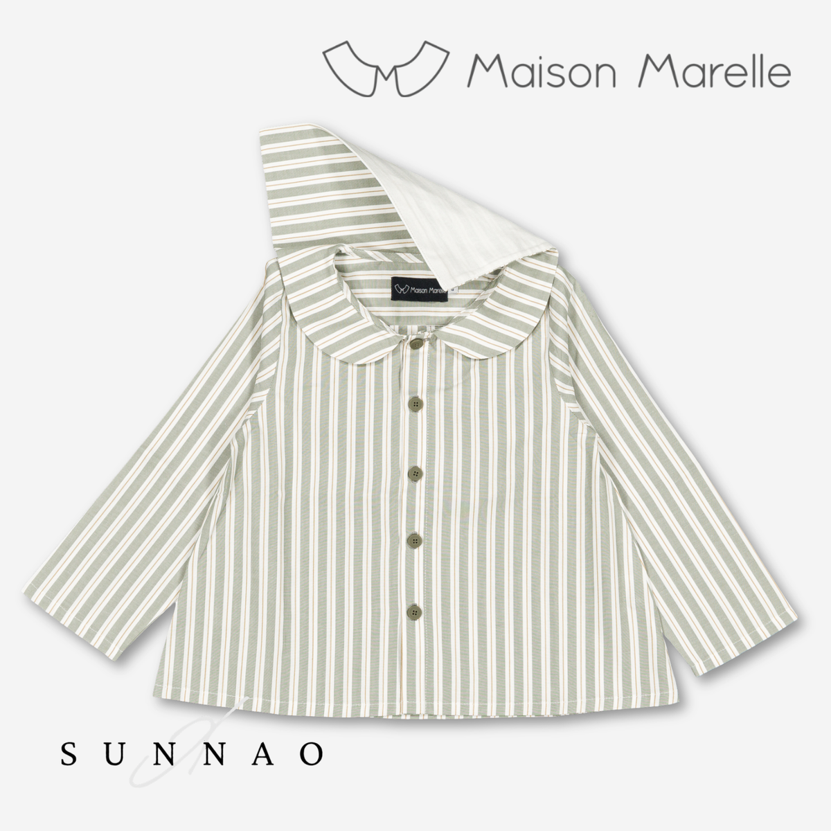 【オーダー会/送料無料】<Maison marelle> Shirt MONCEAU - sauge stripes