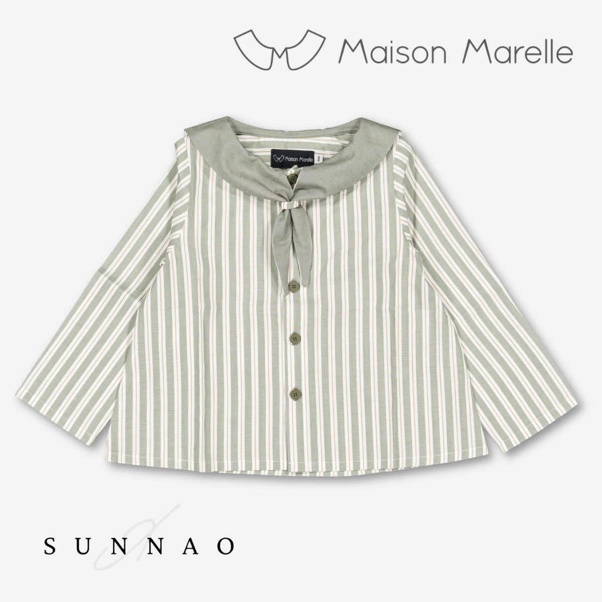 【オーダー会/送料無料】<Maison marelle> Blouse MONGE - sauge stripes
