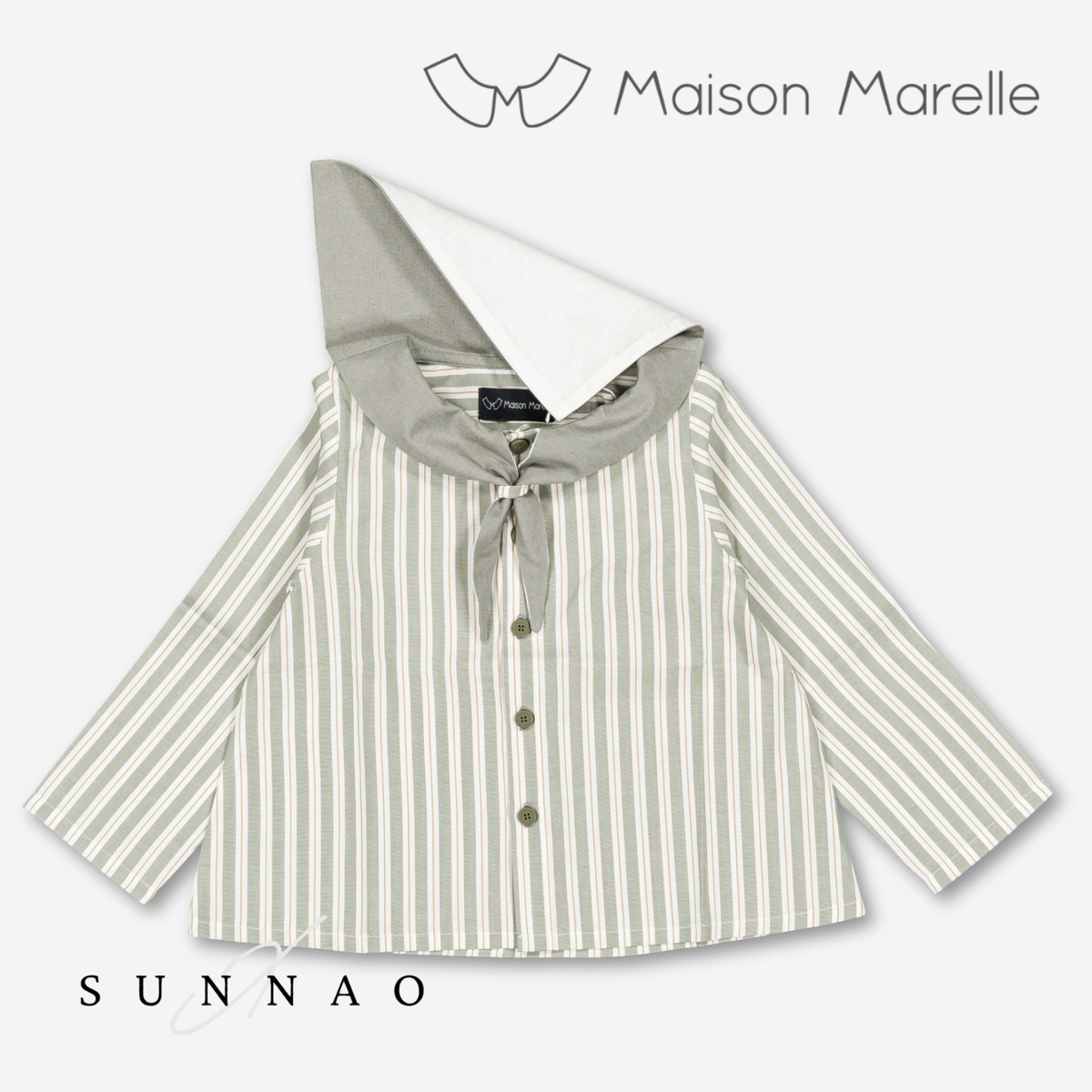 【オーダー会/送料無料】<Maison marelle> Blouse MONGE - sauge stripes