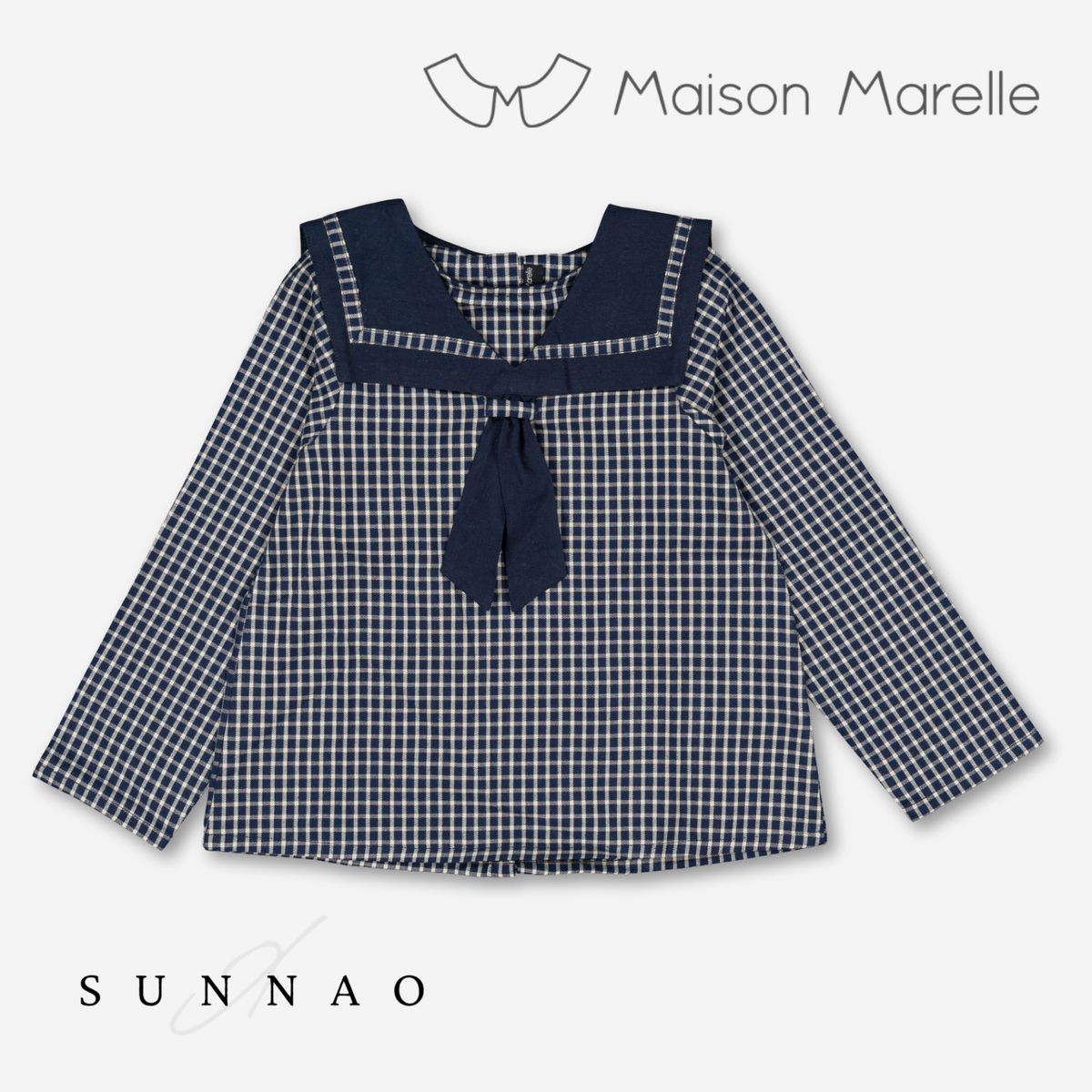 【オーダー会/送料無料】<Maison marelle> Blouse CHOISY - blue &ecru check