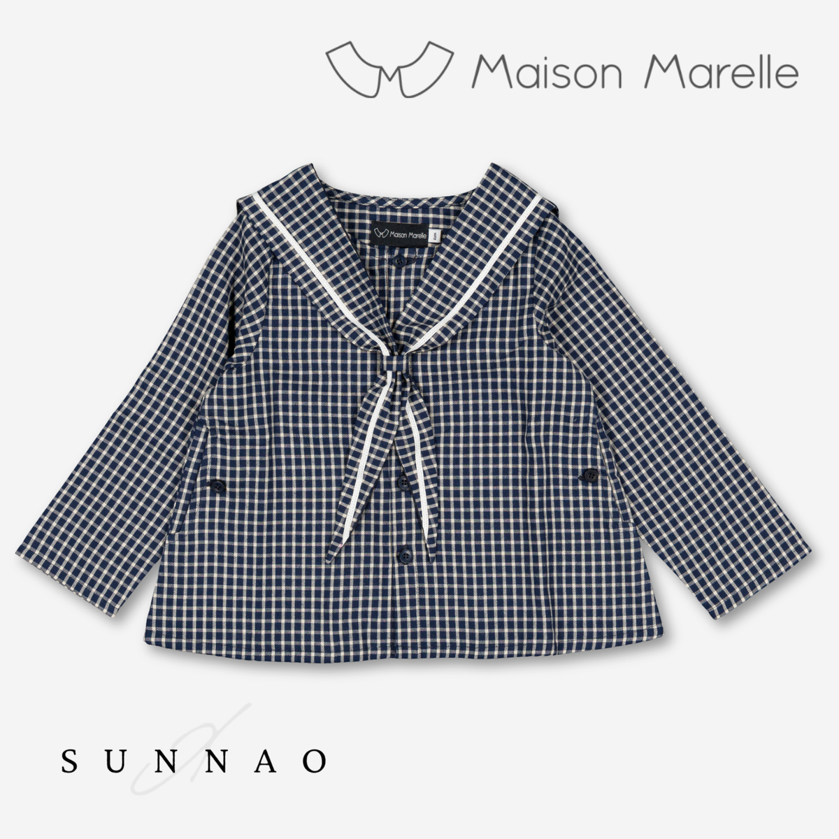 【オーダー会/送料無料】<Maison marelle> Blouse CHAPTAL - blue&ecru check