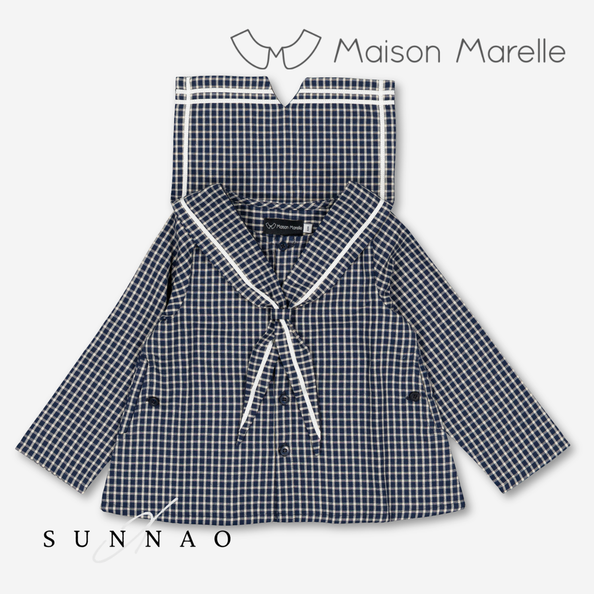 【オーダー会/送料無料】<Maison marelle> Blouse CHAPTAL - blue&ecru check