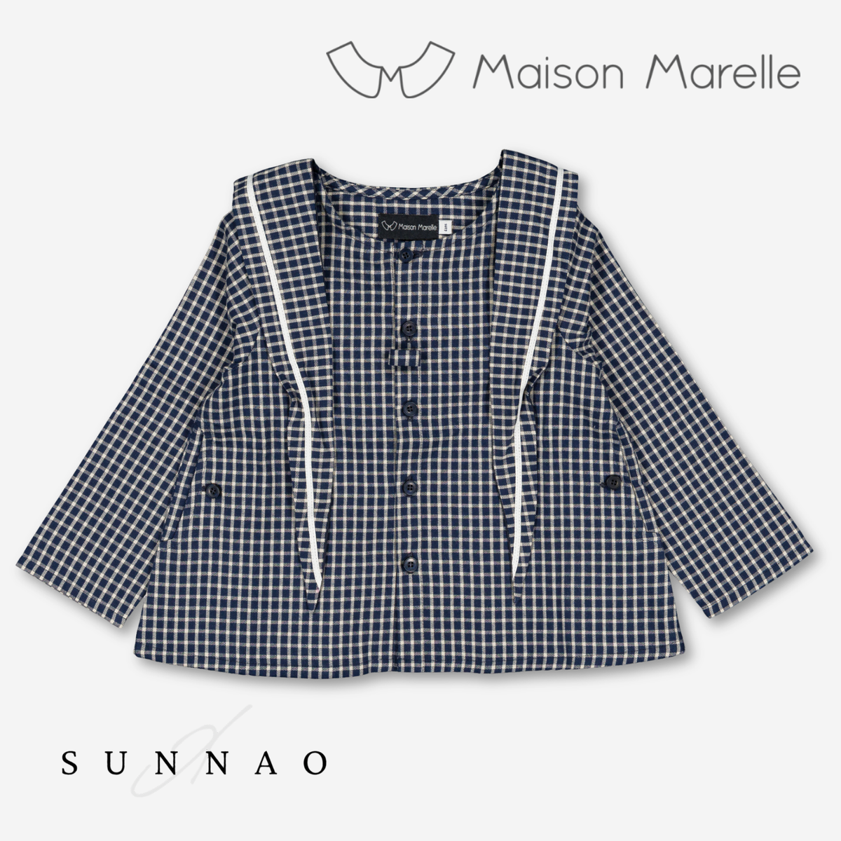 【オーダー会/送料無料】<Maison marelle> Blouse CHAPTAL - blue&ecru check