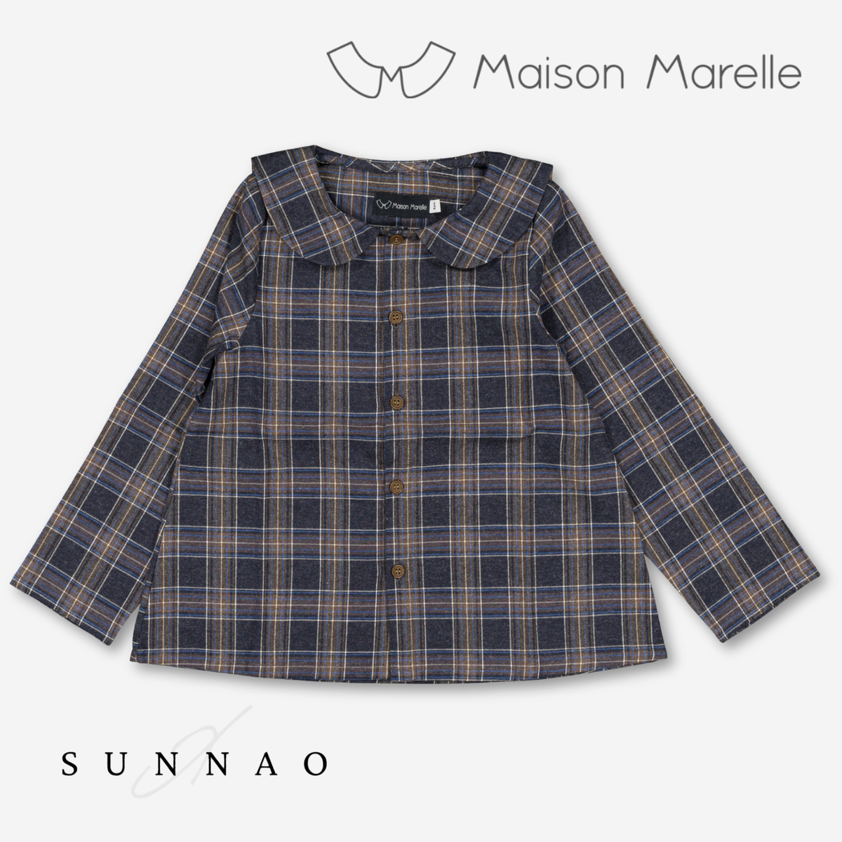 【オーダー会/送料無料】<Maison marelle> Shirt MONCEAU - blue tartan