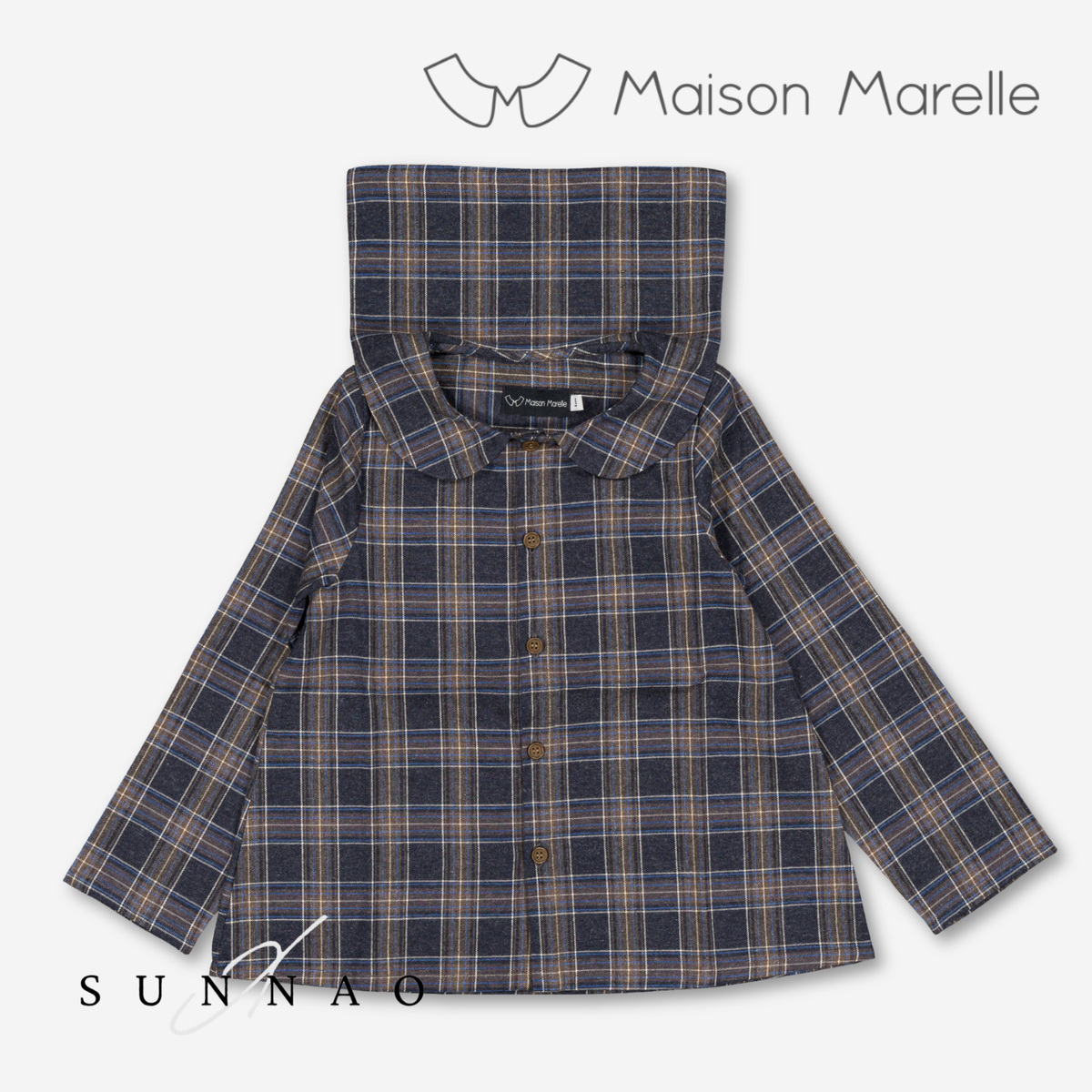 【オーダー会/送料無料】<Maison marelle> Shirt MONCEAU - blue tartan