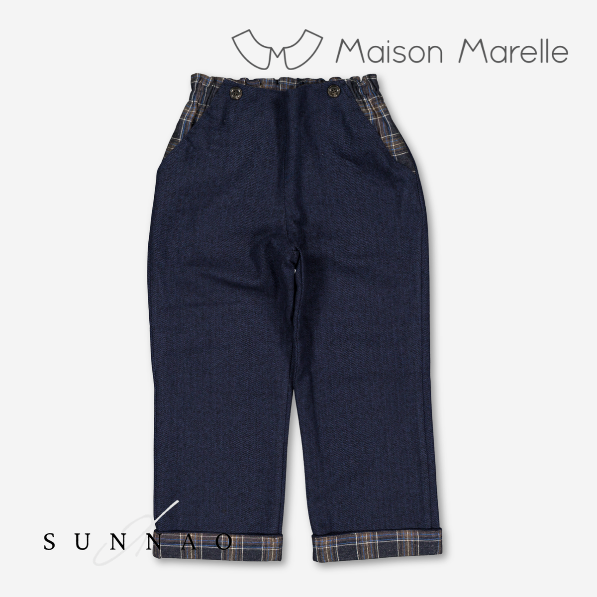 【オーダー会/送料無料】<Maison marelle> Pants LEBON - blue chevron /blue tartan