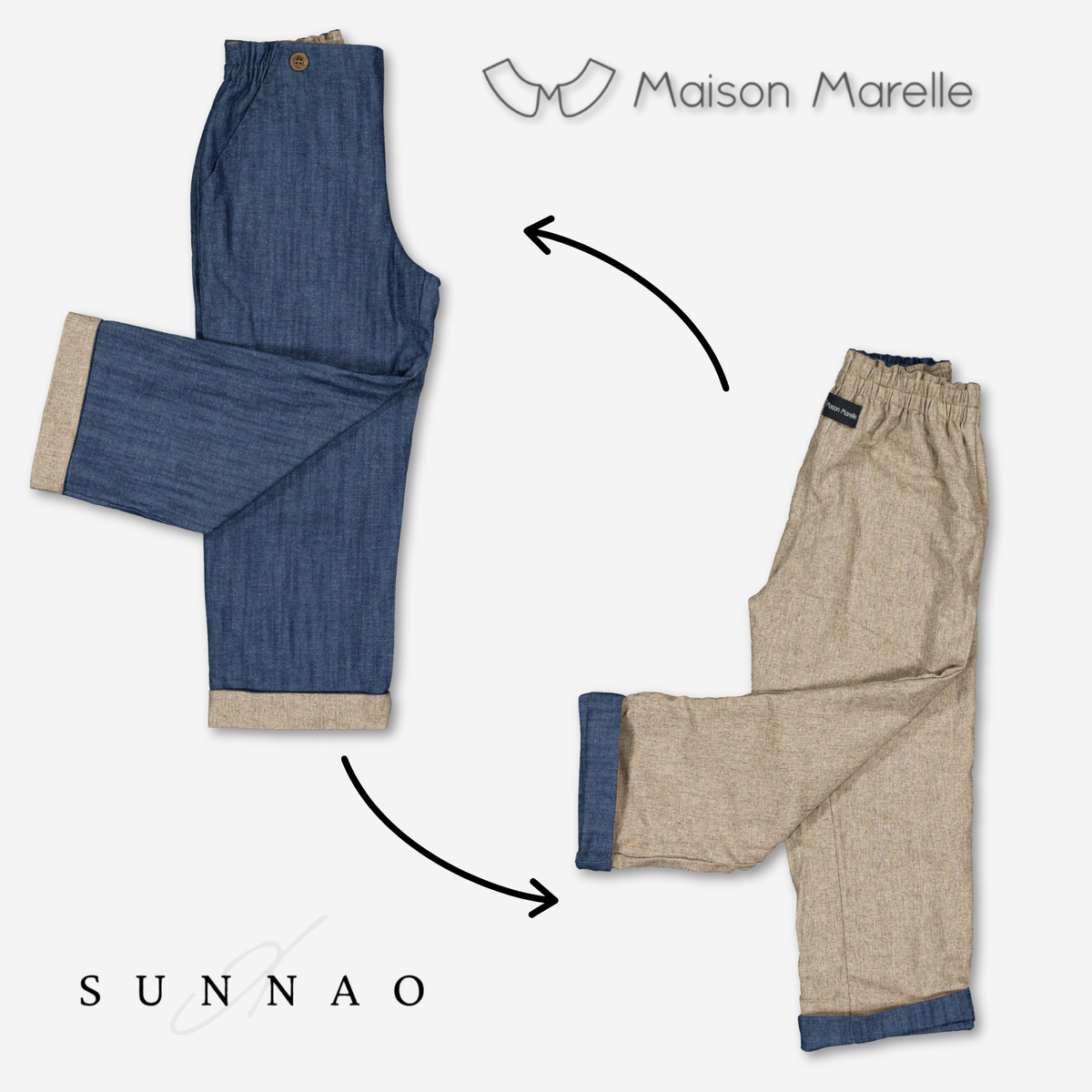 【オーダー会/送料無料】<Maison marelle> Pants LEBON - blue denim/ heathered oatmeal