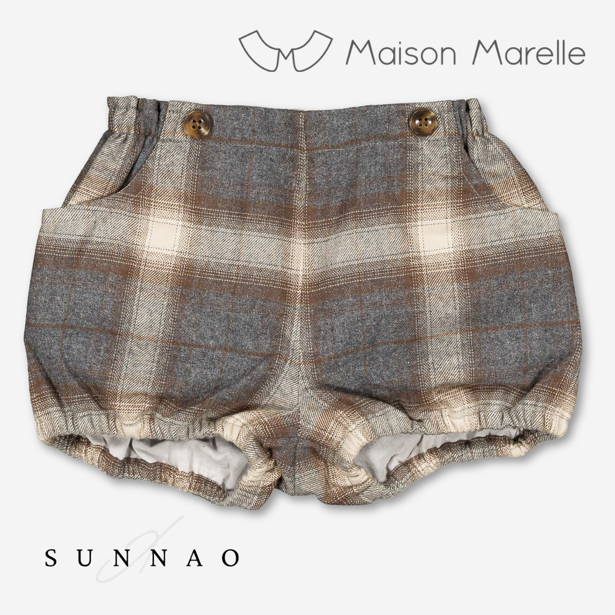 【オーダー会/送料無料】<Maison marelle> Bloomer straps TERNES - greyébrown tartan