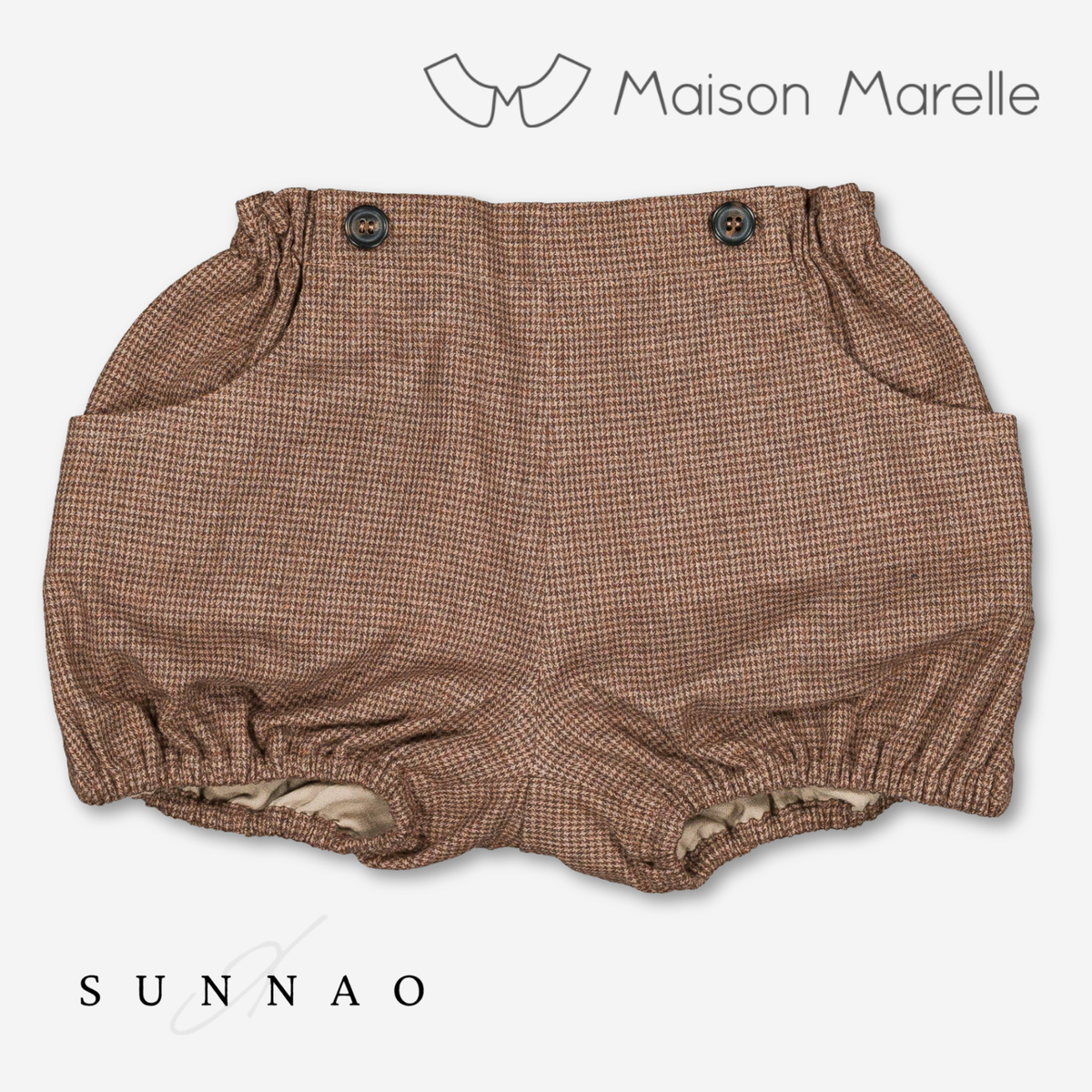 【オーダー会/送料無料】<Maison marelle> Bloomer straps TERNES - brown houndstooth