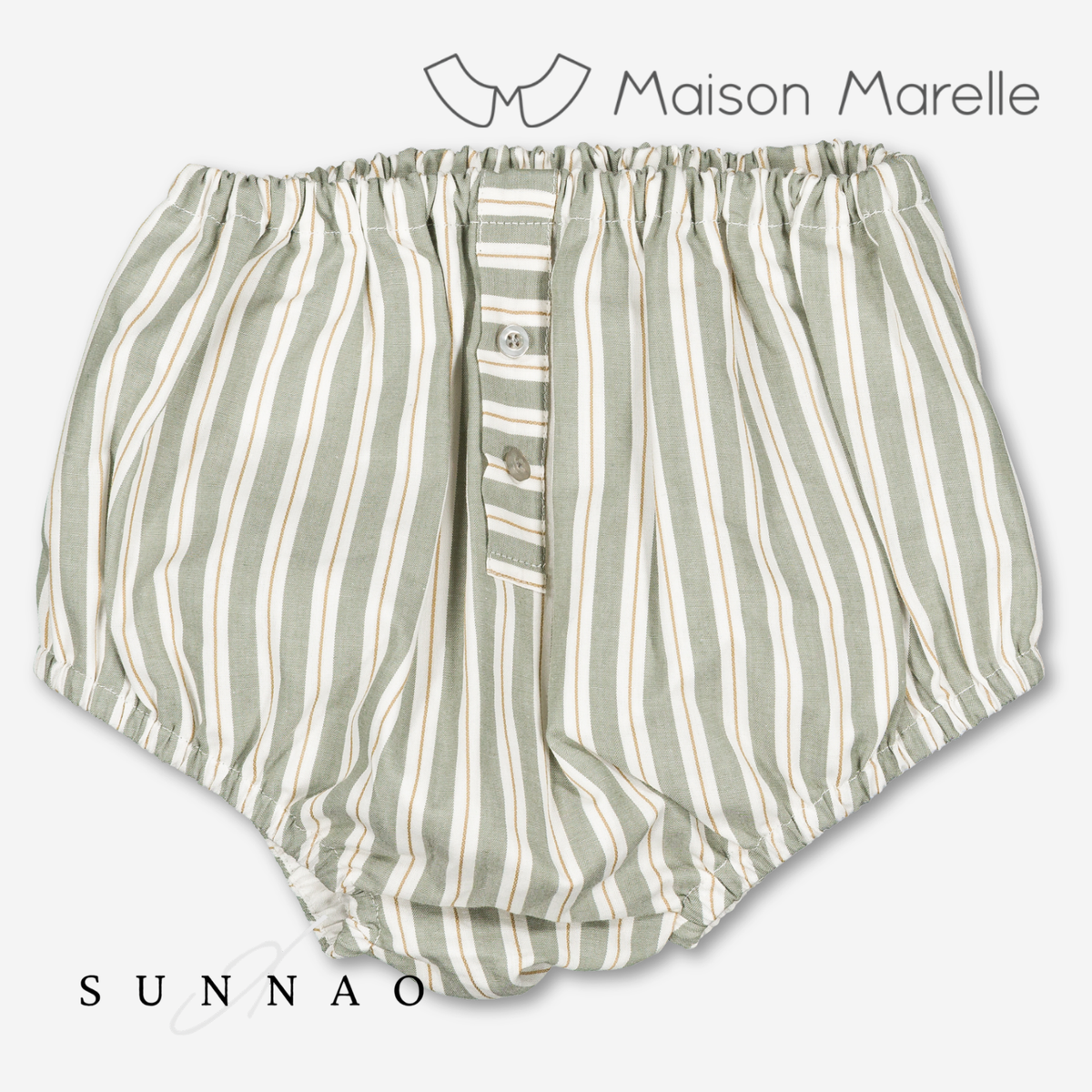【オーダー会/送料無料】<Maison marelle> Bloomer CHAILLOT - sauge stripes