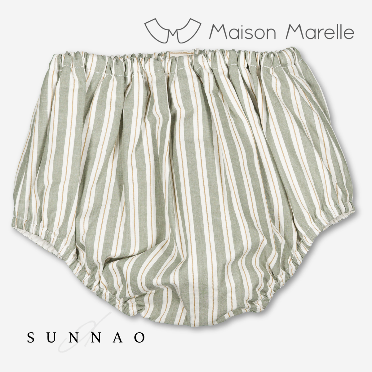 【オーダー会/送料無料】<Maison marelle> Bloomer CHAILLOT - sauge stripes