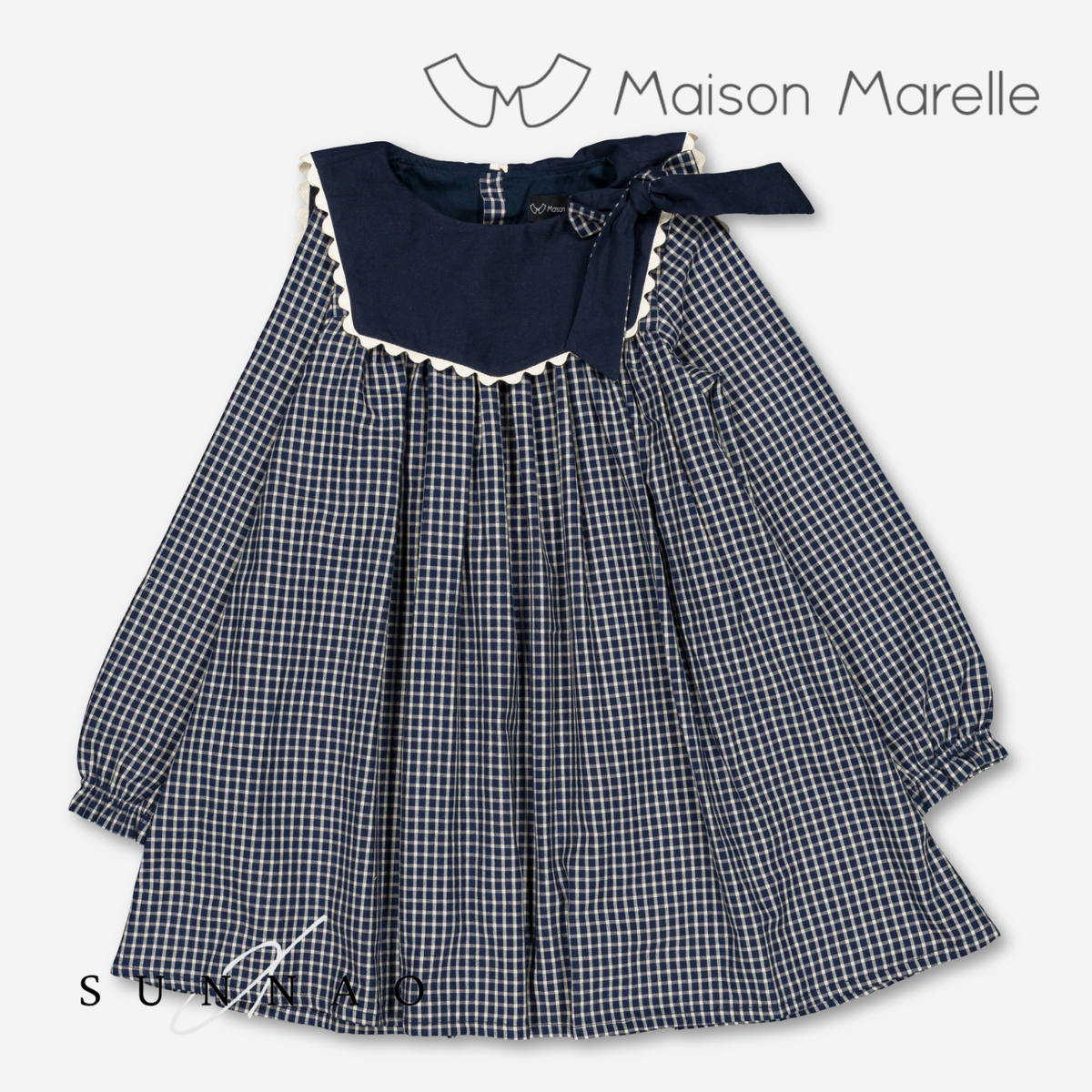 【オーダー会/送料無料】<Maison marelle> dress ELIE - blue&ecru check