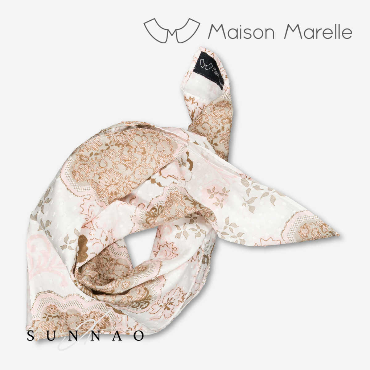 【オーダー会/送料無料】<Maison marelle> scarf VENDOME - blush pink print