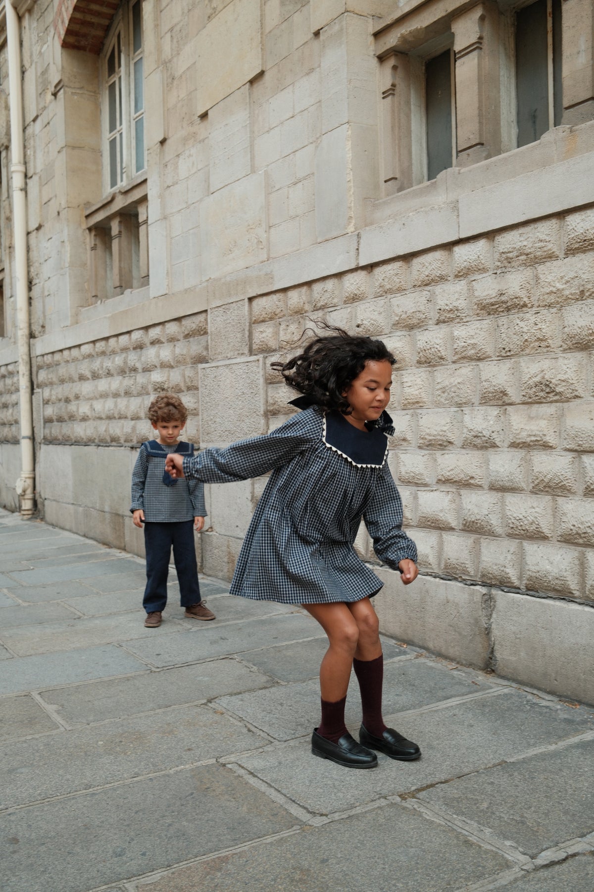 【オーダー会/送料無料】<Maison marelle> dress ELIE - blue&ecru check