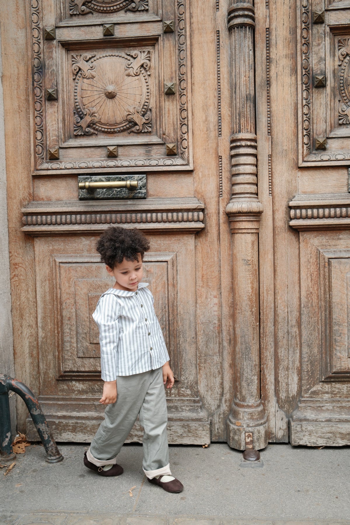【オーダー会/送料無料】<Maison marelle> Shirt MONCEAU - sauge stripes