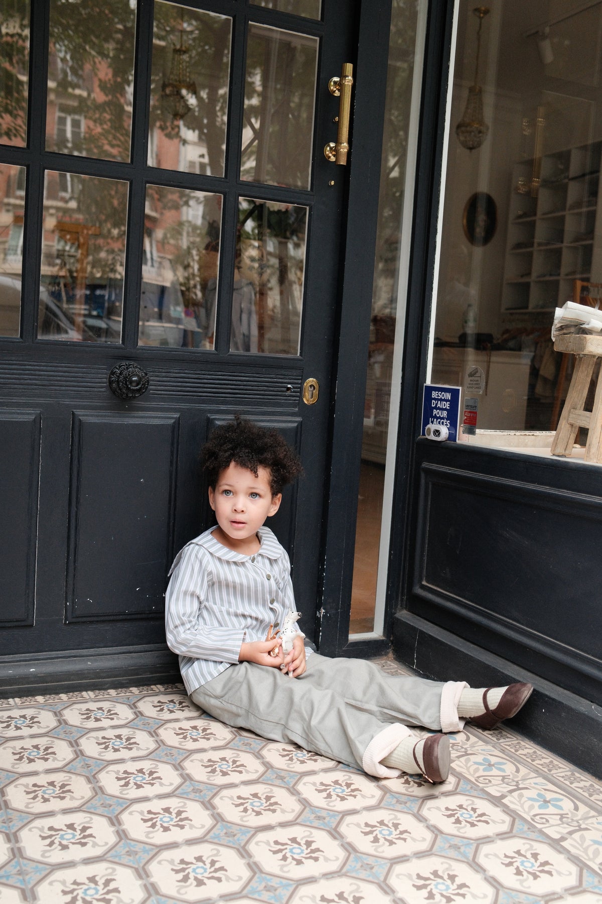 【オーダー会/送料無料】<Maison marelle> Shirt MONCEAU - sauge stripes