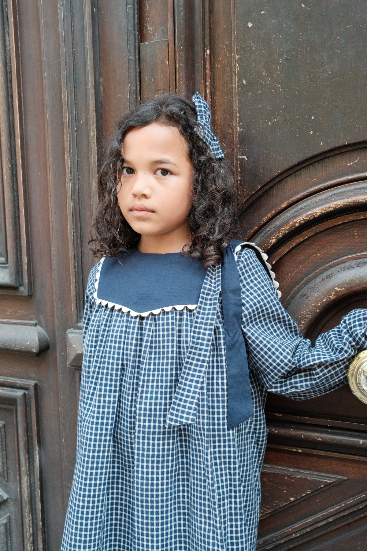 【オーダー会/送料無料】<Maison marelle> dress ELIE - blue&ecru check