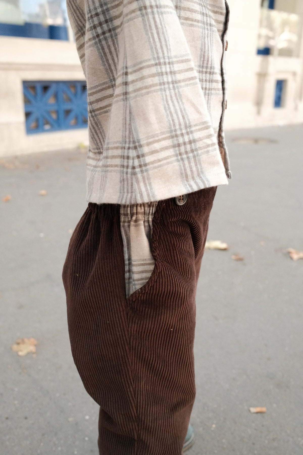 【オーダー会/送料無料】<Maison marelle> Pants LEBON - brown velvet/ beige tartan