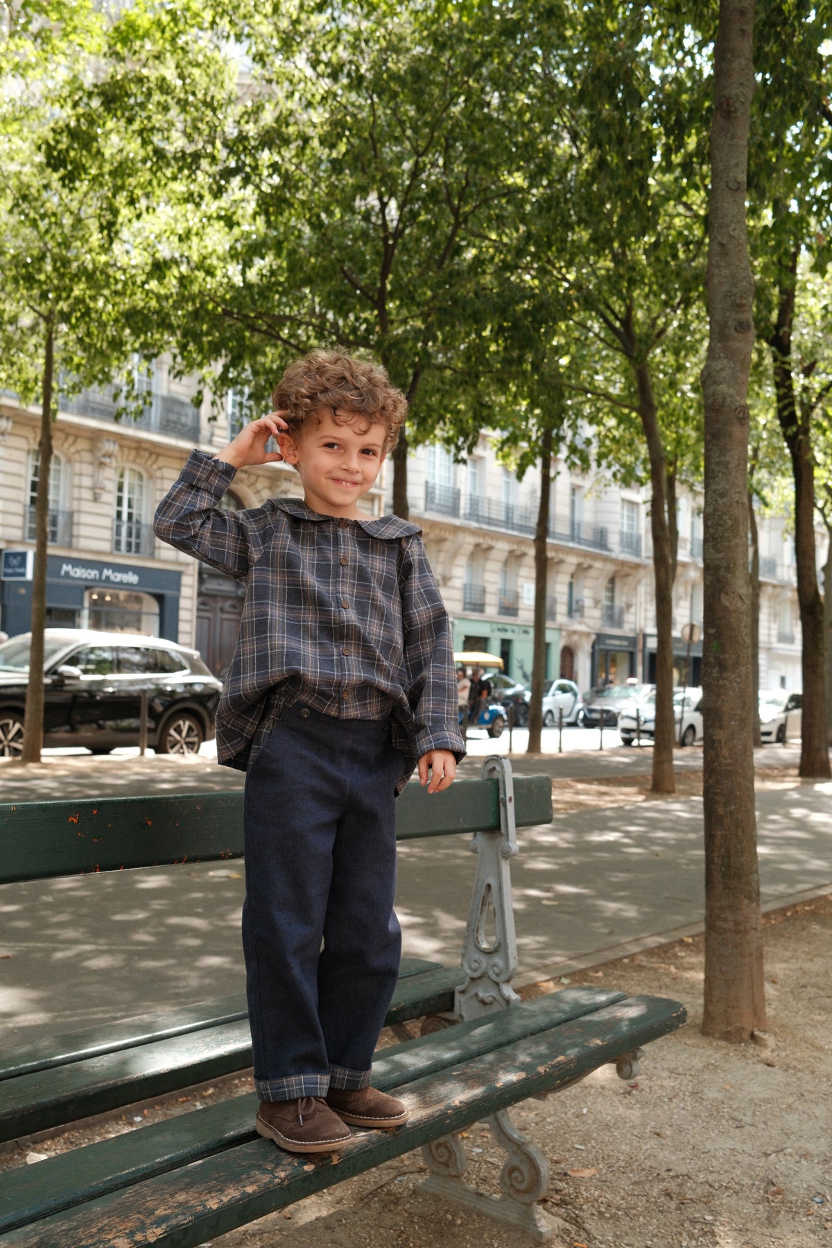【オーダー会/送料無料】<Maison marelle> Shirt MONCEAU - blue tartan