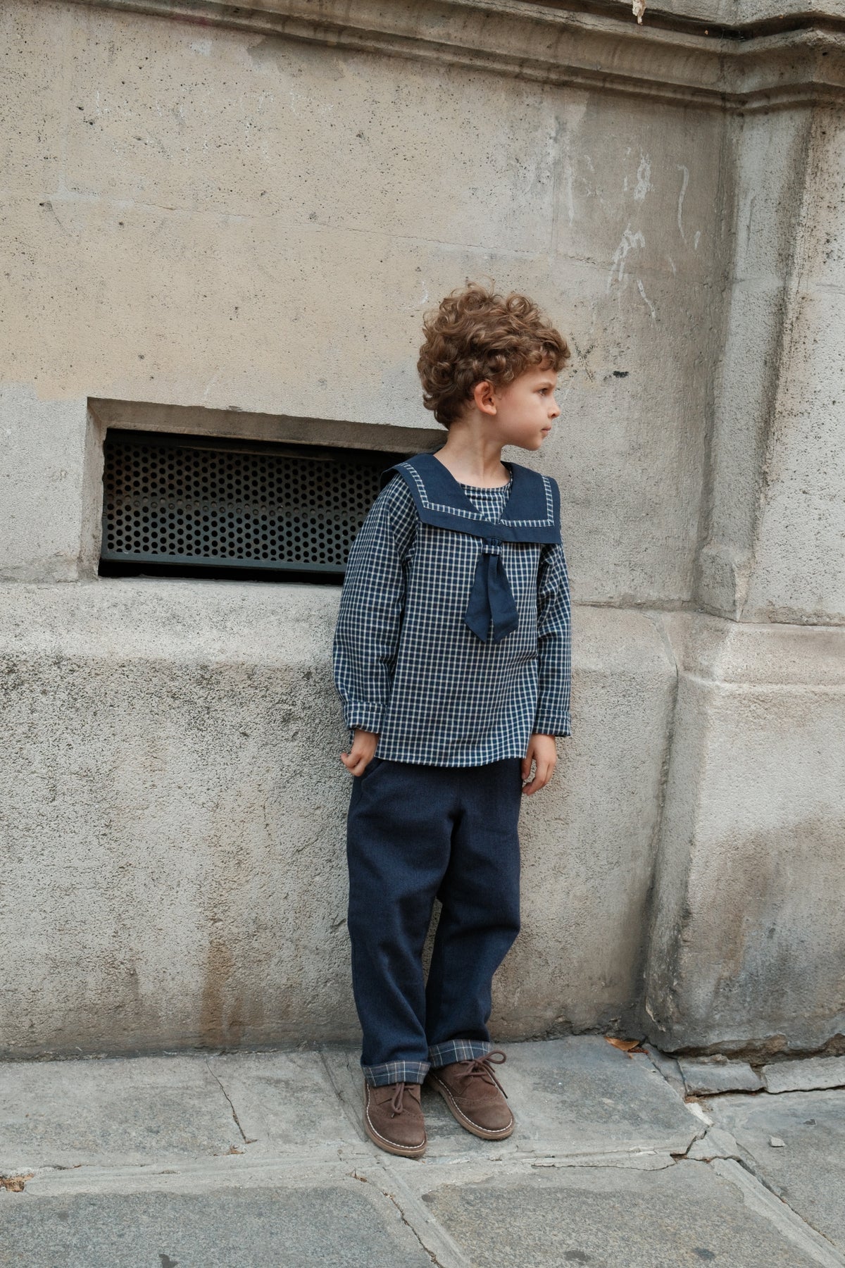 【オーダー会/送料無料】<Maison marelle> Pants LEBON - blue chevron /blue tartan