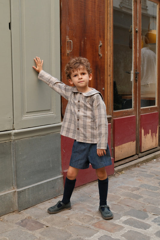 【オーダー会/送料無料】<Maison marelle> Shirt MONCEAU - beige tartan