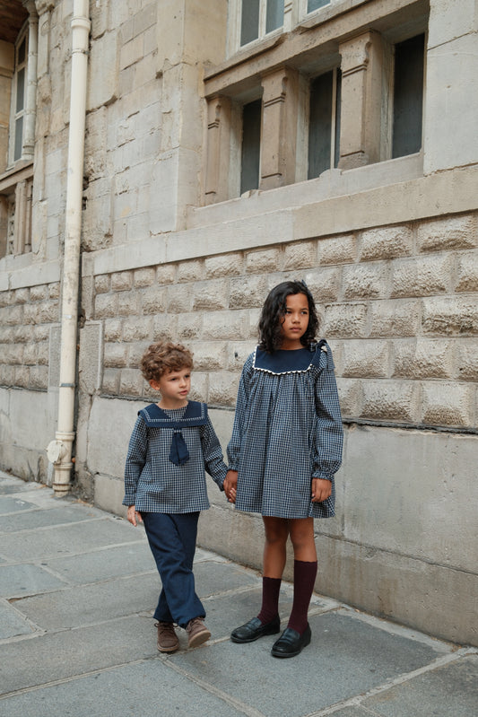 【オーダー会/送料無料】<Maison marelle> dress ELIE - blue&ecru check