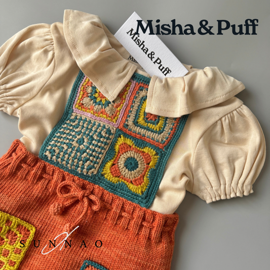 <Misha&Puff>Crochet Afghan Pinafore - Gamberetto（2-6Y）-Misha＆Puff-SUNNAO