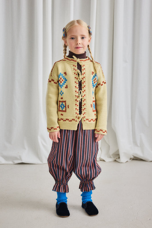 Misha&Puff Cross Stitch Bjorn Cardigan - Raffia (2-6Y)