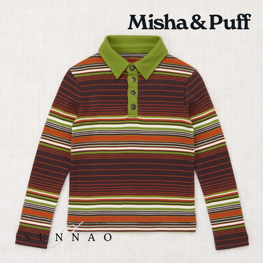 <Misha&Puff> Long Sleeve Polo - Raisin Patio Stripe
