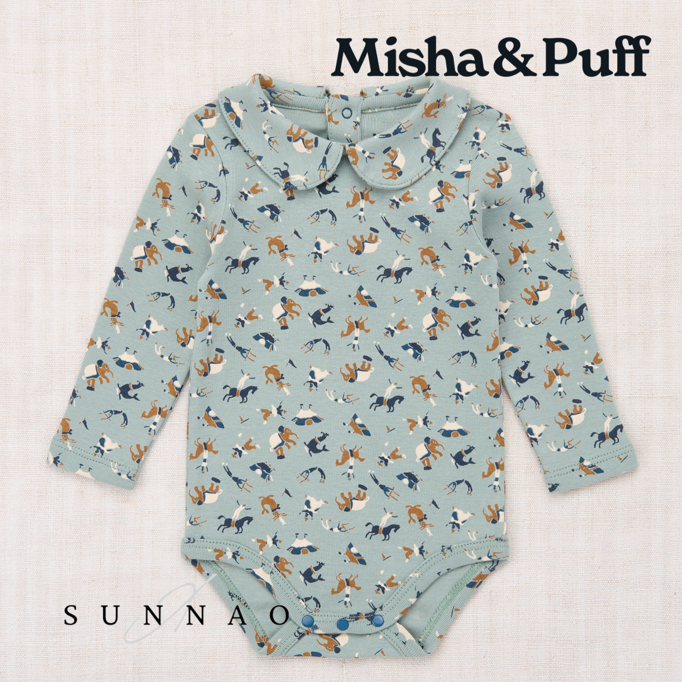 <Misha&Puff> Baby Petit Collar Onesie - Onsen Circus - DROP1　